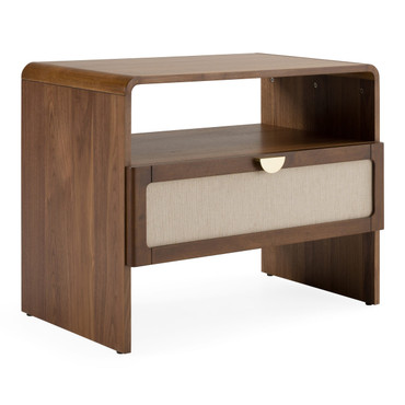 Emilio - Modern Natural Burlap + Walnut Nightstand / VGMA-BR-177-NS