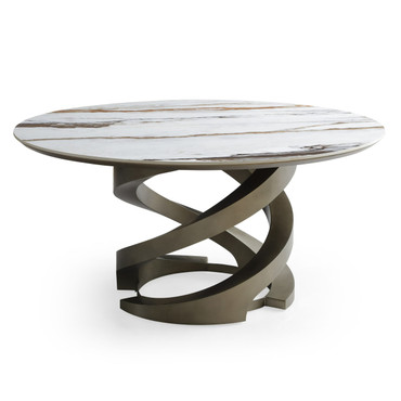 Goswell - Modern Ceramic + Bronze Brass Round Dining Table / VGVC-T2570-RND