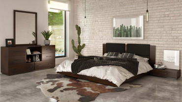 Eastern King Fantasia - Dark Walnut Dark Grey 4-Piece Bedroom Set / VGWDHL-W01-BED-4PC-DKWAL-EK