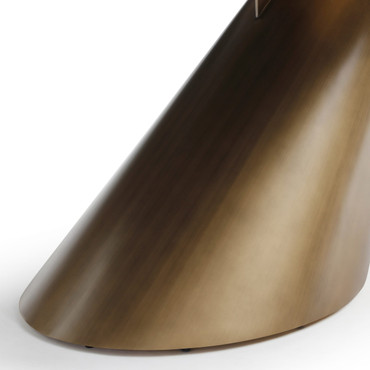 Gresham - Contemporary White Ceramic + Brushed Brass Dining Table / VGMG-MC-23089DT