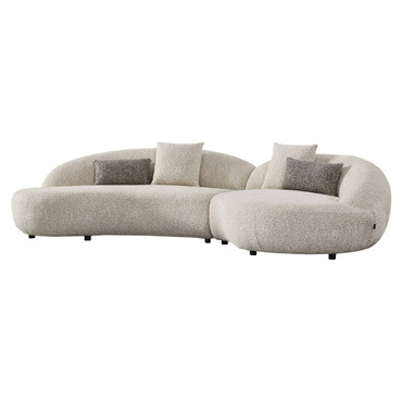 Delvan - Contemporary Beige Fabric Right Facing Chaise Sectional Sofa / VGEV-25158-BGE