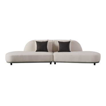 Falcone - Contemporary Off-White + Grey Bonded Leather Curved Sectional Sofa / VGEV-W2414-OFFWHT