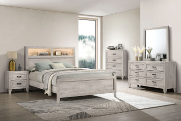 57"W X 85"D X 51"H Full Bed, White Wash / FM7202WH-F-BED