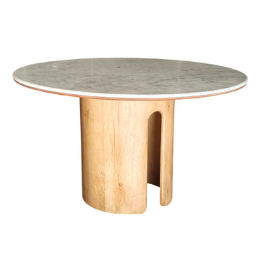 Zorhan - Modern White Marble + Mango Round Dining Table / VGBD-BD57011