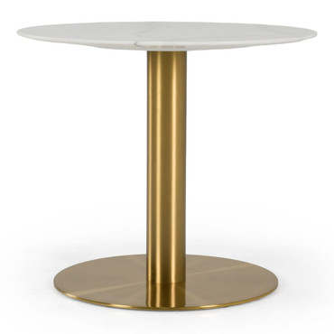 Fairway - Glam White Marble and Brushed Gold Tall End Table / VGEU-MC-6931BT-C