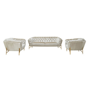 Stella - Transitional Beige Velvet Sofa Set / VGCA2020-BEIGE-SET