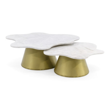 Gabbro - Glam White Marble + Gold Nesting Coffee Table Set / VGBD-GABBRO-NEST