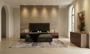 Queen Daystar + Roma - Modern Dark Brown Velvet + Walnut 4-Piece Bedroom Set / VGVC-BD1905-ROMA-4PC-BRN-Q