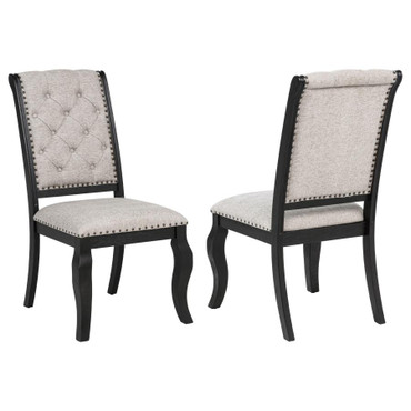 Phelps Upholstered Dining Side Chair Tobacco and Distressed Noir / CS-121232