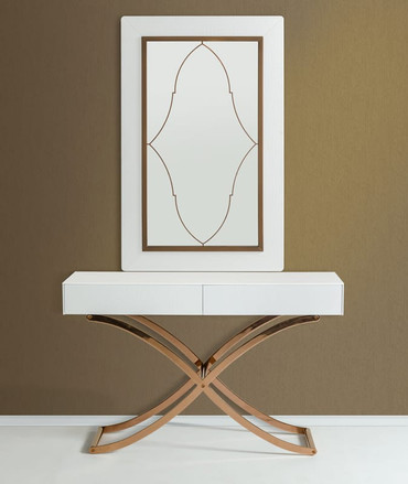 Aversa Modern White Crocodile Console Table & Mirror / VGUNCK423-120