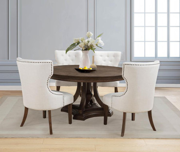 Ridgewell 5-piece Round Pedestal Dining Set Dark Oak / CS-104600-S5