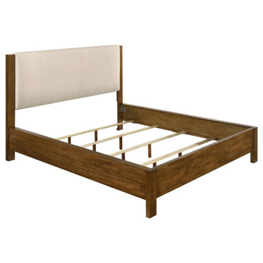 Adderley California King Wood Panel Bed Cream and Warm Brown / CS-215851KW
