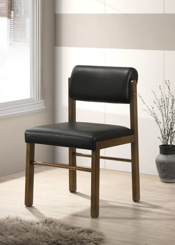 Kehoe Upholstered Dining Side Chair Black and Walnut (Set of 2) / CS-193922WAL