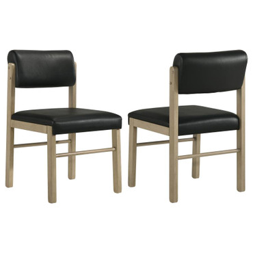 Kehoe Upholstered Dining Side Chair Black and Natural Oak (Set of 2) / CS-193922NAT