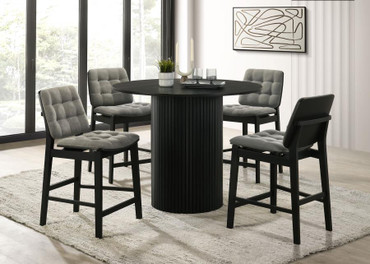 Hamlyn 5-piece Round Wood Counter Height Dining Set Grey and Black / CS-193938BLK-S5E