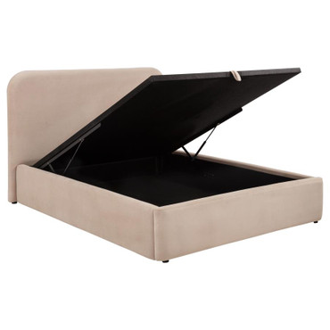 Anders Upholstered Queen Storage Lift Platform Bed Beige / CS-306037BEIQ