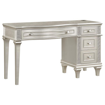 Evangeline 4-drawer Vanity Desk Makeup Table Silver Oak / CS-223397