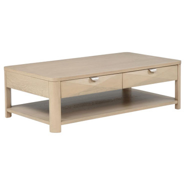 Marcelo Wood Coffee Table with 2 Drawers and Shelf Light Elm / CS-736058