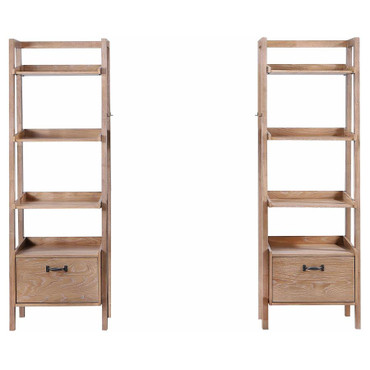 Fabian 2-piece 3-shelf Bookshelf with Drawer Distressed Light Brown / CS-802043