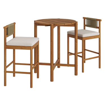Eleni 3-Piece Outdoor Patio Teak Wood Bar Set by Modway / EEI-7630