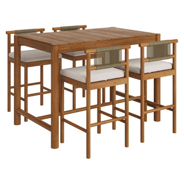 Eleni 5-Piece Outdoor Patio Teak Wood Bar Set by Modway / EEI-7631