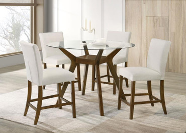 Paxton 5-piece Round Glass Top Counter Height Dining Set Beige / CS-122178-S5BGE