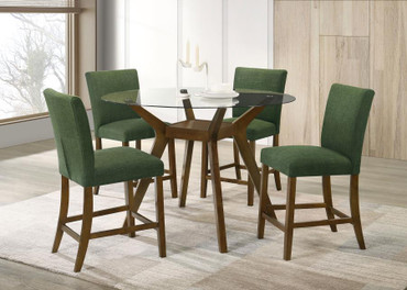 Paxton 5-piece Round Glass Top Counter Height Dining Set Green / CS-122178-S5GRN