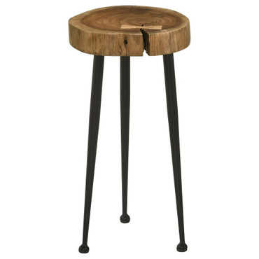 Keith Round Solid Tree Trunk Side Table Natural and Black / CS-936181