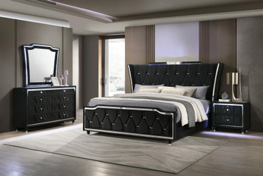 Lorient 4-piece California King Bedroom Set Black / CS-223161KW-S4