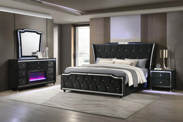 Lorient 4-piece California King Bedroom Set Black / CS-223161KW-S4B