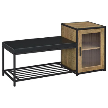 Martino Shoe Storage Entryway Bench with Cabinet Mango and Black / CS-910224