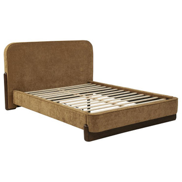 Baldacci Upholstered Queen Platform Bed Curry and Walnut / CS-315954Q