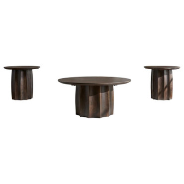 Cayenne 3-piece Solid Mango Wood Coffee Table Set Walnut / CS-710778-S3