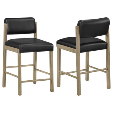 Kehoe Upholstered Counter Height Chair Black and Natural Oak (Set of 2) / CS-193929NAT