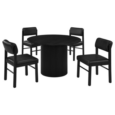 Hamlyn 5-piece Round Wood Dining Set Black / CS-193930BLK-S5C