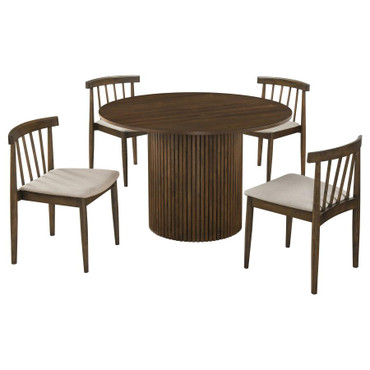 Hamlyn 5-piece Round Wood Dining Set Wheat and Walnut / CS-193930WAL-S5A
