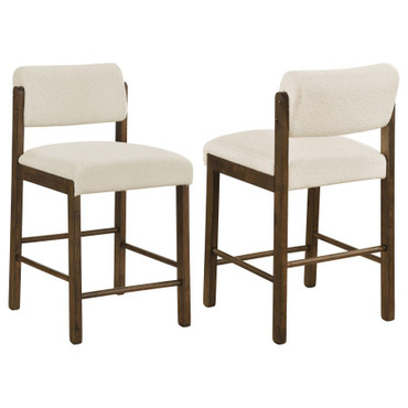 Kehoe Upholstered Counter Height Chair Cream and Walnut (Set of 2) / CS-193939WAL