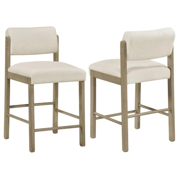 Kehoe Upholstered Counter Height Chair Cream and Natural Oak (Set of 2) / CS-193939NAT