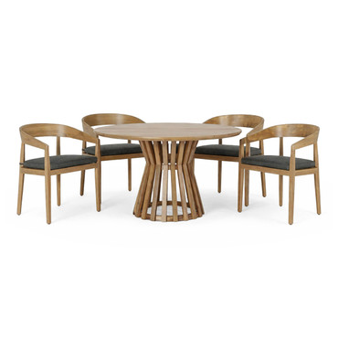 Sintra - Outdoor Grey + Eucalyptus Round Dining Table Set / VGEF-STAVANGER-SANJO-SET