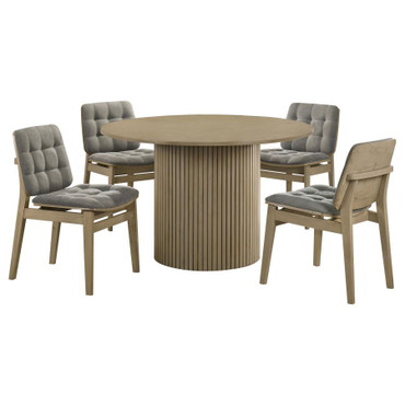 Hamlyn 5-piece Round Wood Dining Set Grey and Natural Oak / CS-193930NAT-S5E