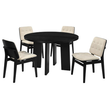 Strouse 5-piece Dining Set Cream and Black / CS-193940BLK-S5D