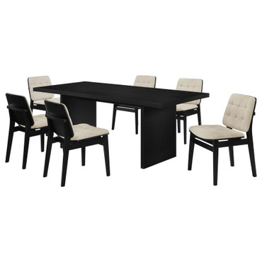 Decker 7-piece 82-inch Rectangular Dining Set Cream and Black / CS-193951BLK-S7D