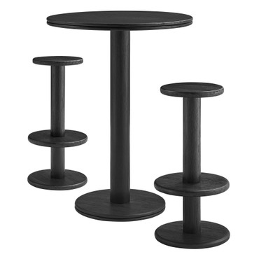 Neo 3-Piece Round Indoor - Outdoor Patio Patio Wood Bar Table And Stool Set by Modway / EEI-7587