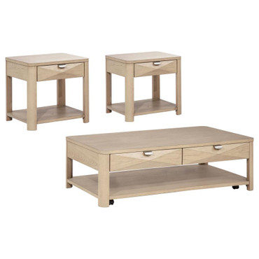 Marcelo 3-piece Coffee Table Set with Storage Light Elm / CS-736058-S3