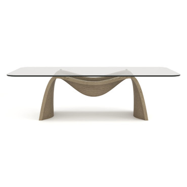 Pangea - Mid-Century Modern Glass + Buckwheat Ash Rectangular Dining Table / VGCS-DT-24216-BW