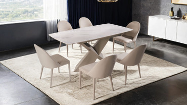 Lenvik Dining Table, Brown/White / FM3700BR-T-TABLE