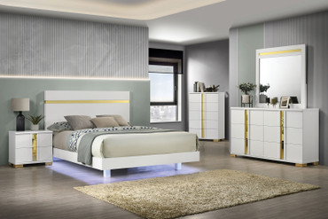 Lillestrom Twin Bed, White/Gold / FM7217WH-T-BED
