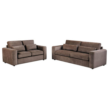 Amador 2-piece Chenille Upholstered Track Arm Sofa Set Chocolate / CS-511234-S2