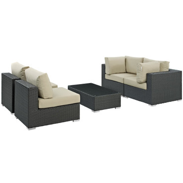 Sojourn 5 Piece Outdoor Patio Sunbrella® Sectional Set by Modway / EEI-1882
