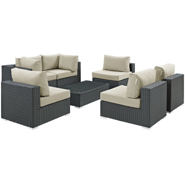 Sojourn 7 Piece Outdoor Patio Sunbrella® Sectional Set by Modway / EEI-1883